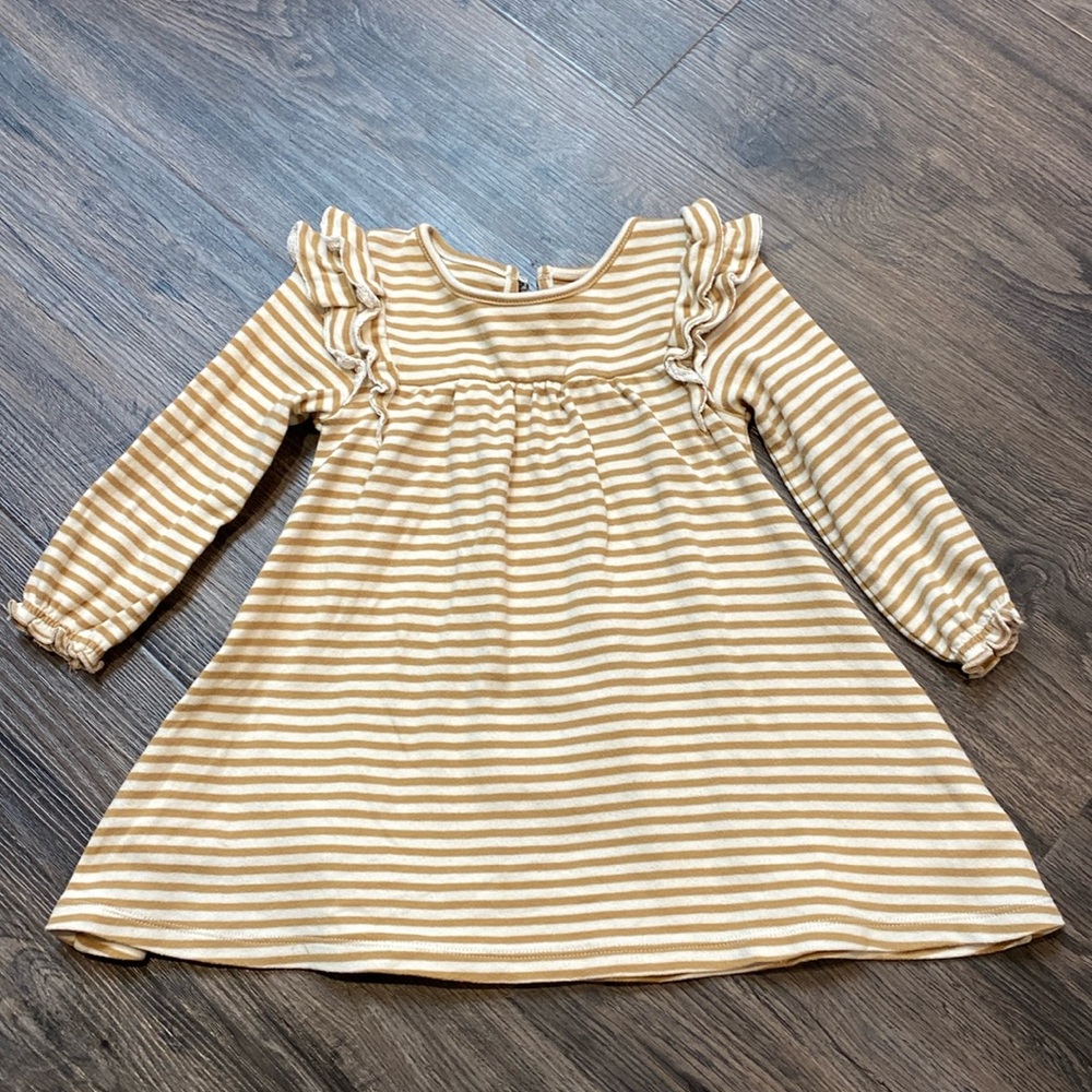Quincy Mae Tan & Cream Striped Dress Set 2-3yr